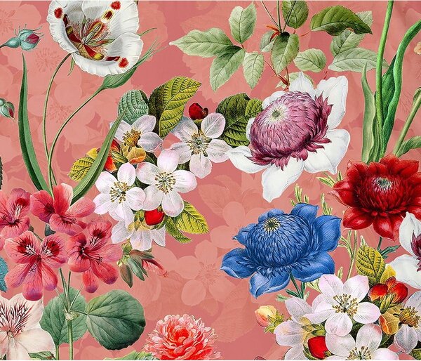 Oranžové povlečení na jednolůžko z organické bavlny Descanso Flowery, 140 x 220 cm