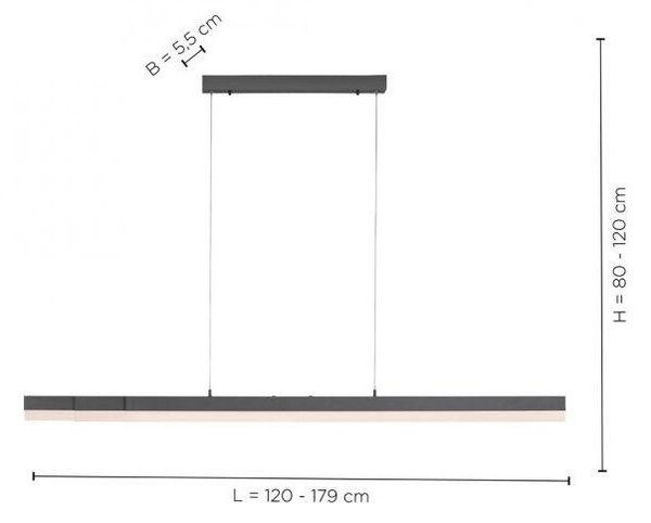Paul Neuhaus Závěsné LED svítidlo SINA, 45W, d. 179 cm, CCT 2700-5000K