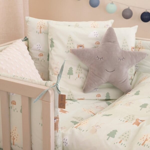 Světle zelené bavlněné dětské povlečení do postýlky 100x135 cm Woodland Buddies – Roba