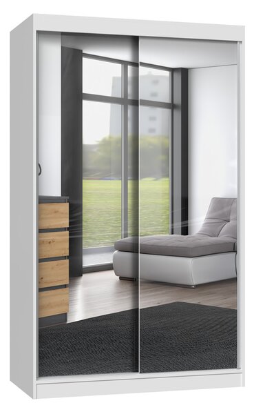 Šatní skříň s posuvnými dveřmi Igatossa 120 C (bílá) (se zrcadlem)