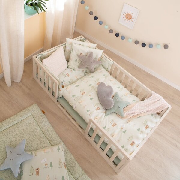 Světle zelené bavlněné dětské povlečení do postýlky 100x135 cm Woodland Buddies – Roba