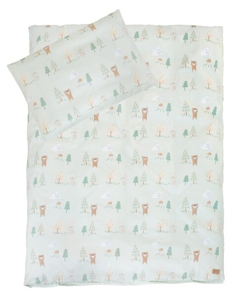 Světle zelené bavlněné dětské povlečení do postýlky 100x135 cm Woodland Buddies – Roba