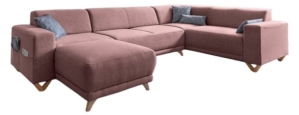 Růžová rozkládací/s úložným prostorem rohová pohovka (pravý roh/do "U") Classy Sophie – Miuform