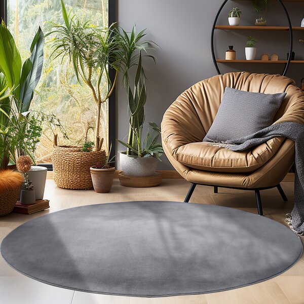 Ayyildiz, Kusový koberec Sky 5400 Grey kruh, 120x120 (průměr) kruh, šedá, obývací pokoj