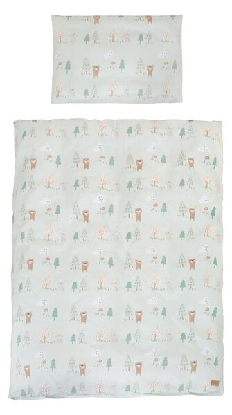 Světle zelené bavlněné dětské povlečení do postýlky 100x135 cm Woodland Buddies – Roba