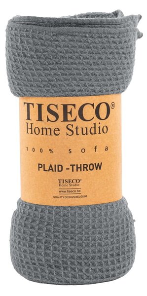 Šedý přehoz Tiseco Home Studio Mini Waffle, 130 x 170 cm