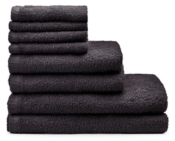 Černé rychleschnoucí/froté bavlněné ručníky a osušky v sadě 8 ks Quick Dry – Catherine Lansfield