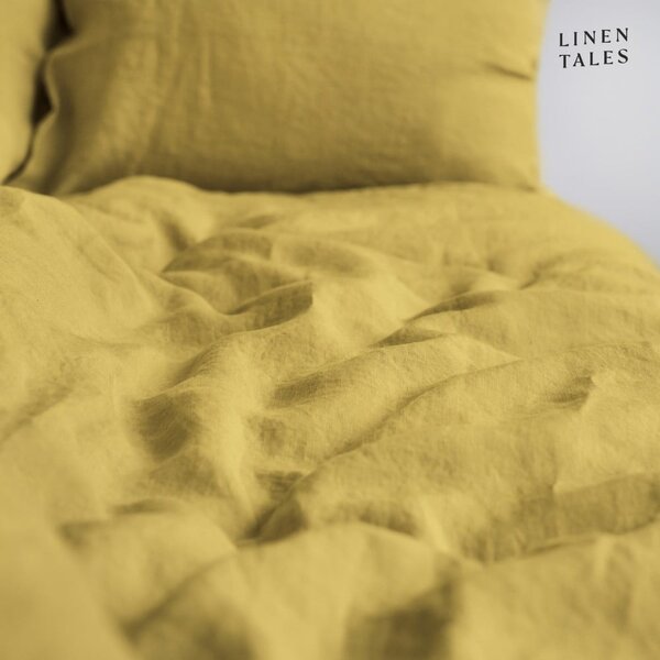 Lněný povlak na polštář 40x40 cm Lemon Curry – Linen Tales