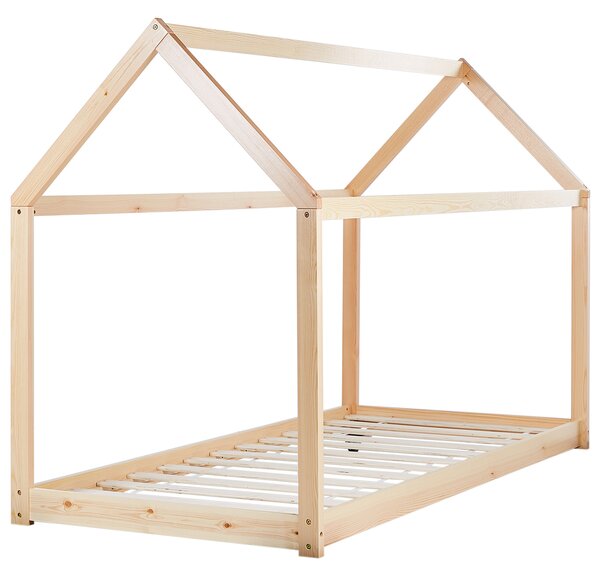 Dětská postel Domek Borovicové dřevo TOSSE 90 x 200 cm Světle hnědá
