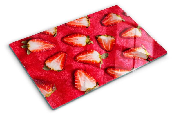 Skleněná krájecí deska Jahody na růžovém pozadí ddk-nr-wm-00006861