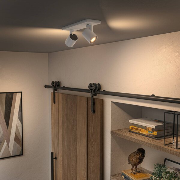 Philips Hue LED bodovka Runner, 2 ks, stmívač, bílá, stmívatelný, Bílá / opál, Obývací pokoj / jídelna, Hliník, Moderní