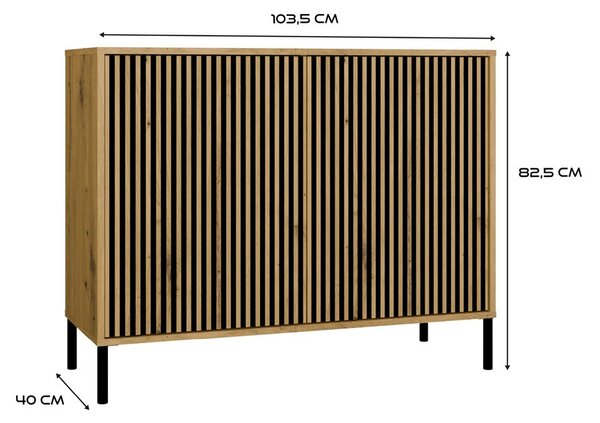 Skříňka Kamarussa Slim 5 A (dub artisan + černá)