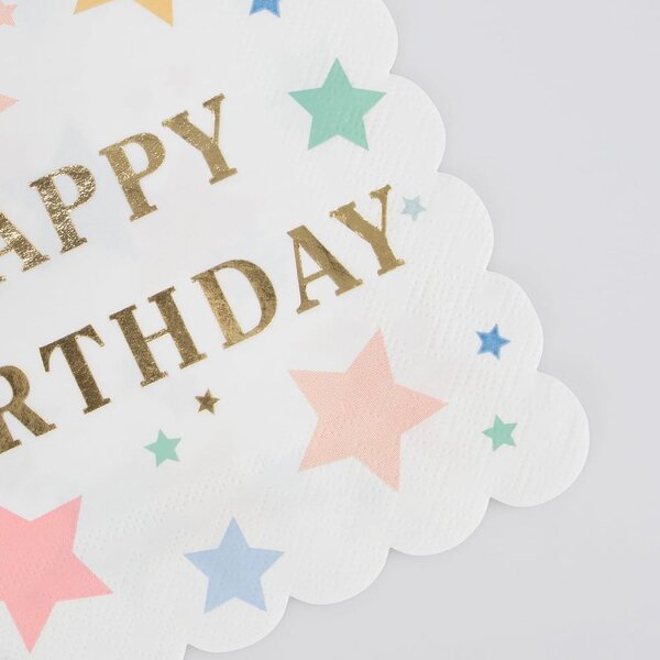 Papírové ubrousky v sadě 16 ks Happy Birthday – Meri Meri