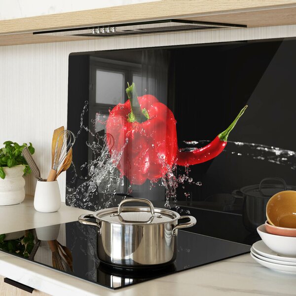Skleněná krájecí deska Červená paprika ve vodě ddk-nr-wm-00006870