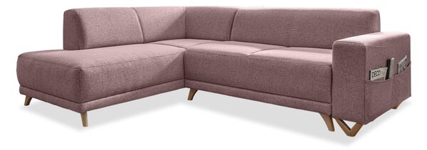 Růžová rozkládací/s úložným prostorem rohová pohovka (levý roh/do L) Classy Sophie – Miuform
