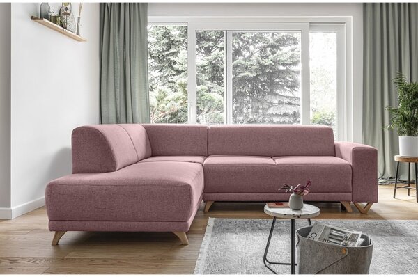 Růžová rozkládací/s úložným prostorem rohová pohovka (levý roh/do L) Classy Sophie – Miuform