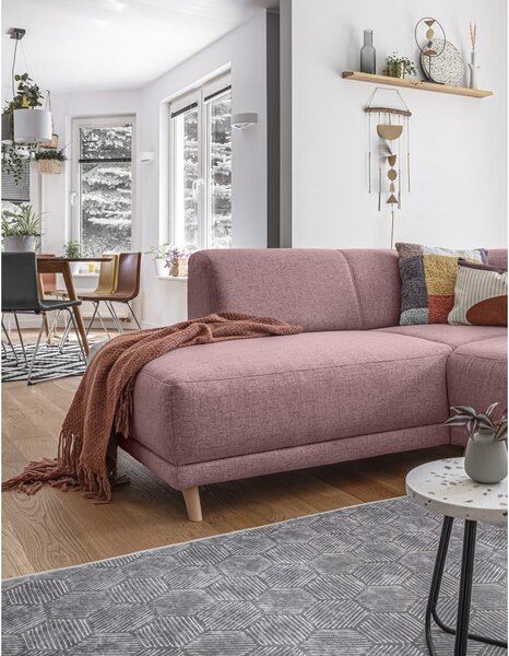 Růžová rozkládací/s úložným prostorem rohová pohovka (levý roh/do L) Classy Sophie – Miuform