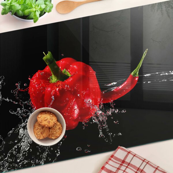 Skleněná krájecí deska Červená paprika ve vodě ddk-nr-wm-00006870
