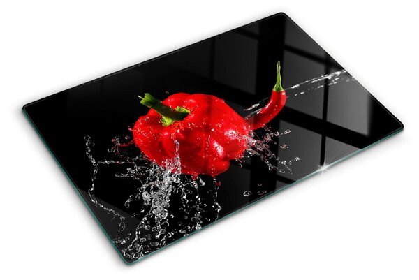 Skleněná krájecí deska Červená paprika ve vodě ddk-nr-wm-00006870