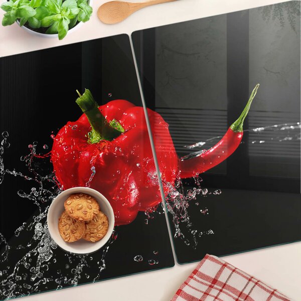Skleněná krájecí deska Červená paprika ve vodě ddk-nr-wm-00006870