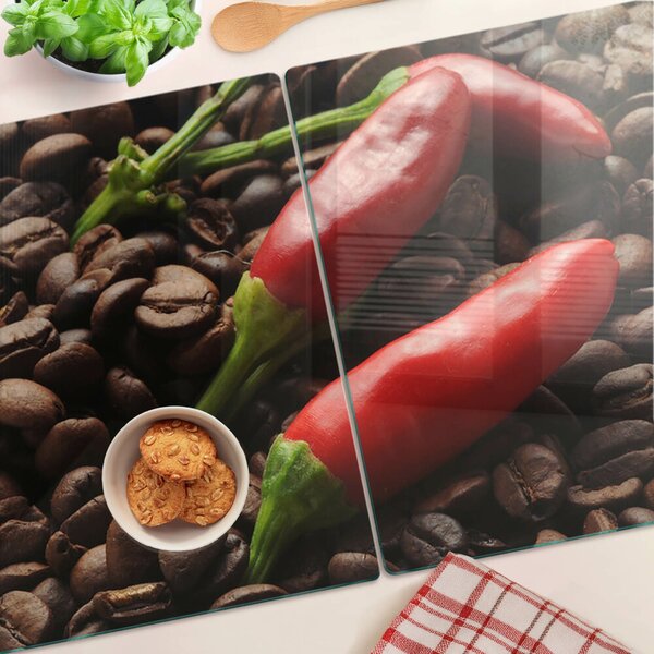 Krájecí prkénko skleněné Káva a chilli papričky ddk-nr-wm-00006873