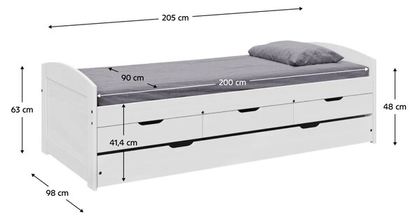 Jednolůžková postel 90x200 cm Marcy (bílá)
