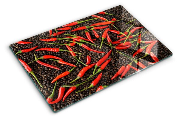 Skleněné krájecí prkénko Chilli papričky na černém pepři ddk-nr-wm-00006884