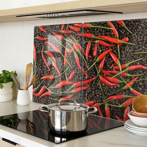 Skleněné krájecí prkénko Chilli papričky na černém pepři ddk-nr-wm-00006884