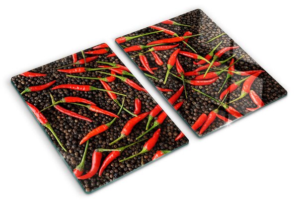 Skleněné krájecí prkénko Chilli papričky na černém pepři ddk-nr-wm-00006884