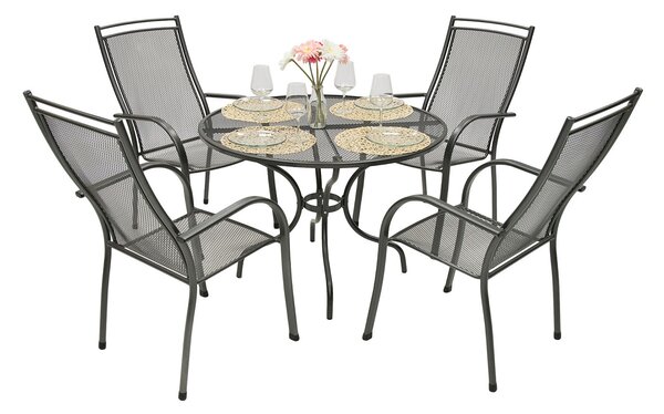 Zahradní kovová sestava PALMA III. 1+4 Stůl ⌀ 90 cm (CT0313)