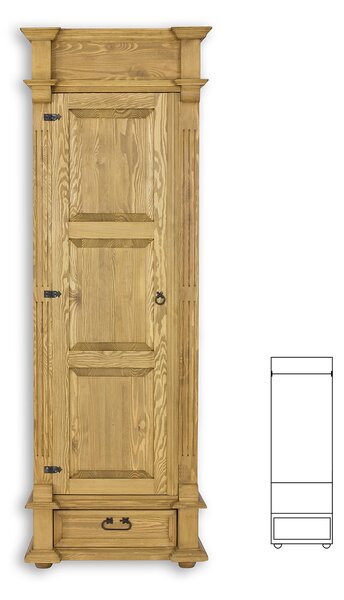 Drewmax SF807 skříň šatní masiv borovice rustikal (Voskovaný borovicový nábytek)