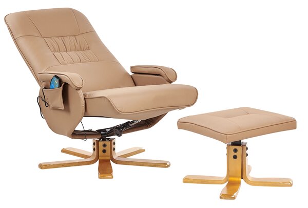 Masážní křeslo RELAXPRO s podnožkou Umělá kůže Světle hnědá