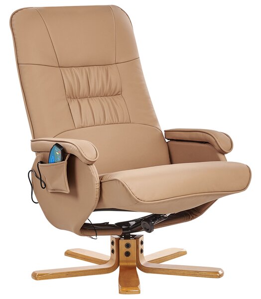 Masážní křeslo RELAXPRO s podnožkou Umělá kůže Světle hnědá