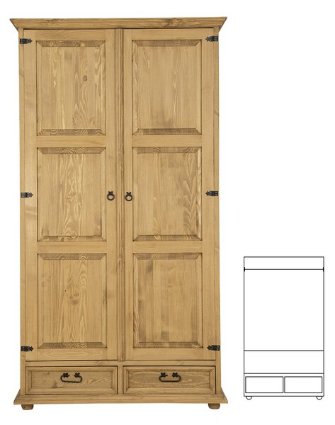 Drewmax SF801 skříň šatní masiv borovice rustikal (SF801 skříň STANDARD)