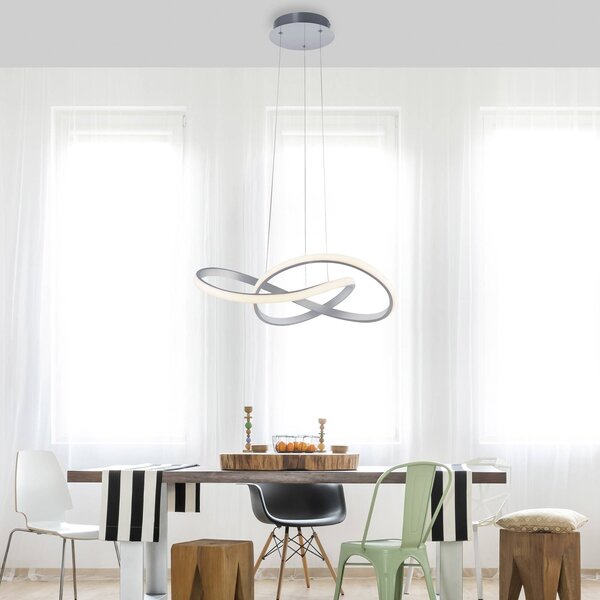 JUST LIGHT. GmbH Závěsné svítidlo LED Maria, 3stupňové stmívání, hliník, stmívatelný, Hliník / šedá / zinek, Ložnice, Hliník, Moderní