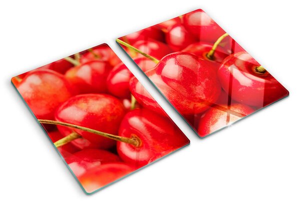 Krájecí prkénko skleněné Třešně na červeném pozadí ddk-nr-wm-00006895
