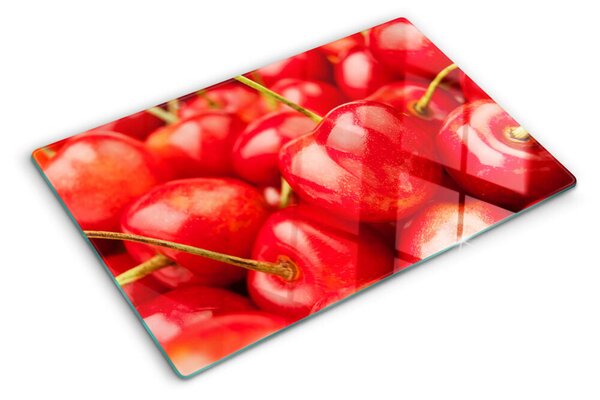 Krájecí prkénko skleněné Třešně na červeném pozadí ddk-nr-wm-00006895