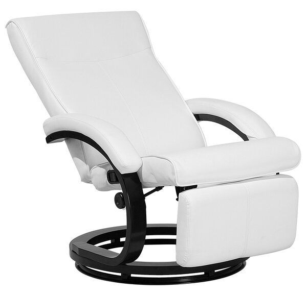 Polohovací křeslo MIGHT s výsuvnou podnožkou Umělá kůže Bílá