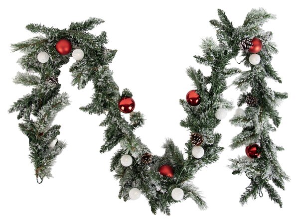 Vánoční girlanda bílá s červenou 270 cm vč. LED s časovačem - Jack