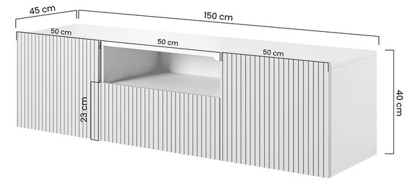 Závěsná TV skříňka Nicole 150 cm s šuplíkem a nikou - kašmír
