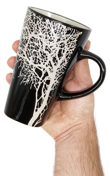 Kameninový hrnek Villa Collection Strom, černý, vysoký, severský minimalistický design, 500 ml