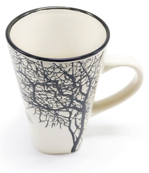 Kameninový hrnek Villa Collection Strom, bílý, vysoký, dánský minimalistický design, 500 ml