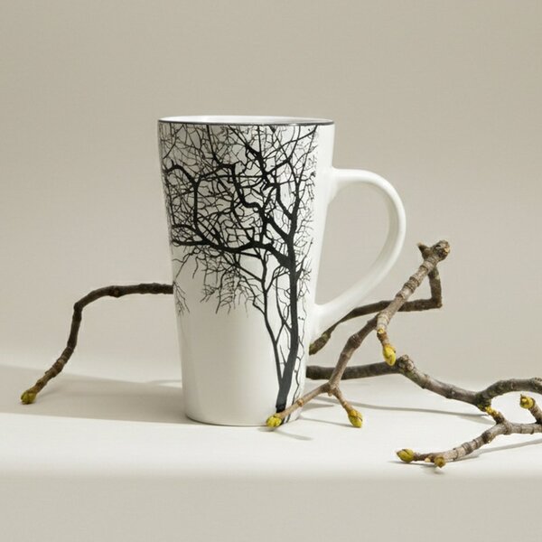 Kameninový hrnek Villa Collection Strom, bílý, vysoký, dánský minimalistický design, 500 ml