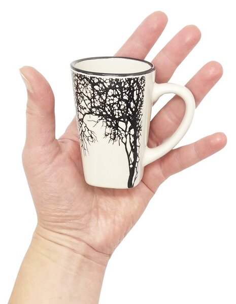Kameninový espresso hrnek Villa Collection Strom, bílý, severský design, 100 ml