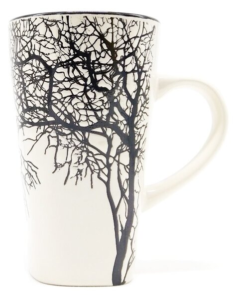 Kameninový hrnek Villa Collection Strom, bílý, vysoký, dánský minimalistický design, 500 ml