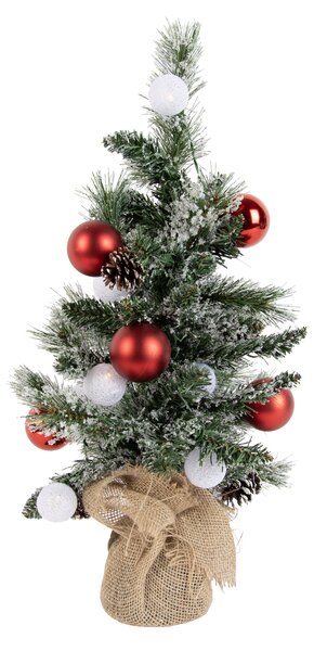 Vánoční stromek bílý s červenou 60 cm vč. LED s časovačem - Jack