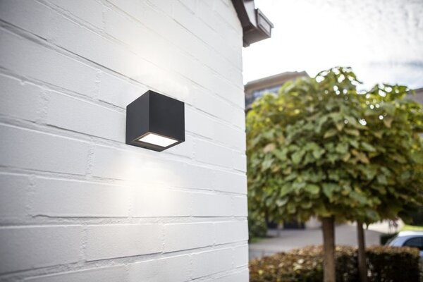 Lutec 5189125012 Gemini LED Nástěnné venkovní světlo | Teplá bílá | Černá | 9W | 3000 K
