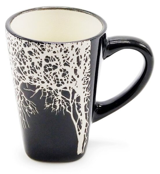 Kameninový espresso hrnek Villa Collection Strom, černý, severský design, 100 ml