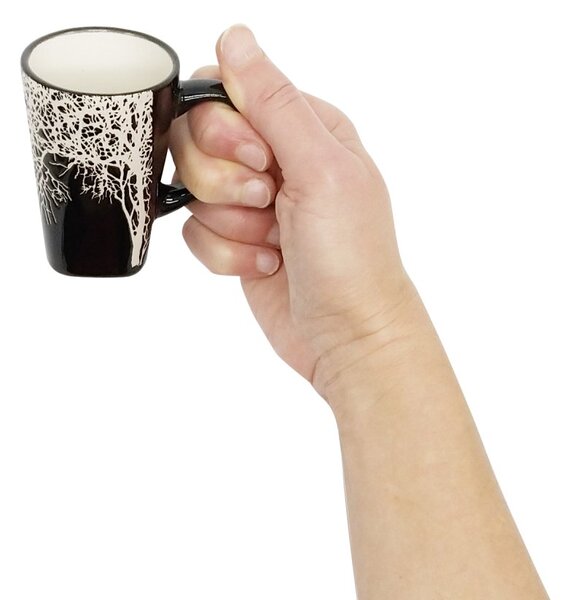 Kameninový espresso hrnek Villa Collection Strom, černý, severský design, 100 ml