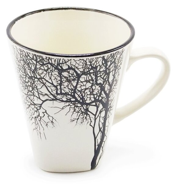 Kameninový hrnek Villa Collection Strom, bílý, severský motiv, 350 ml